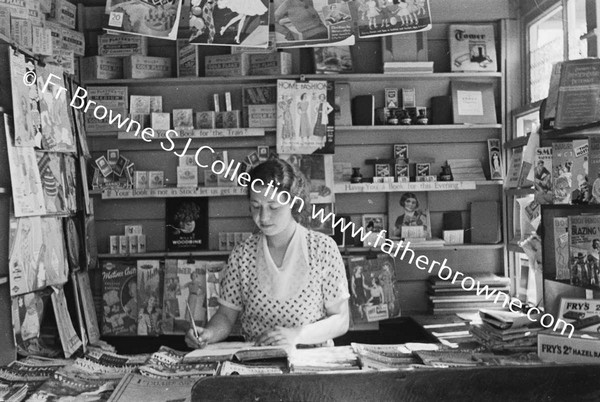 MISS O'CONNOR (LATER MRS P.JKELLY) IN BOOK STALL PORTARLINGTON STATION